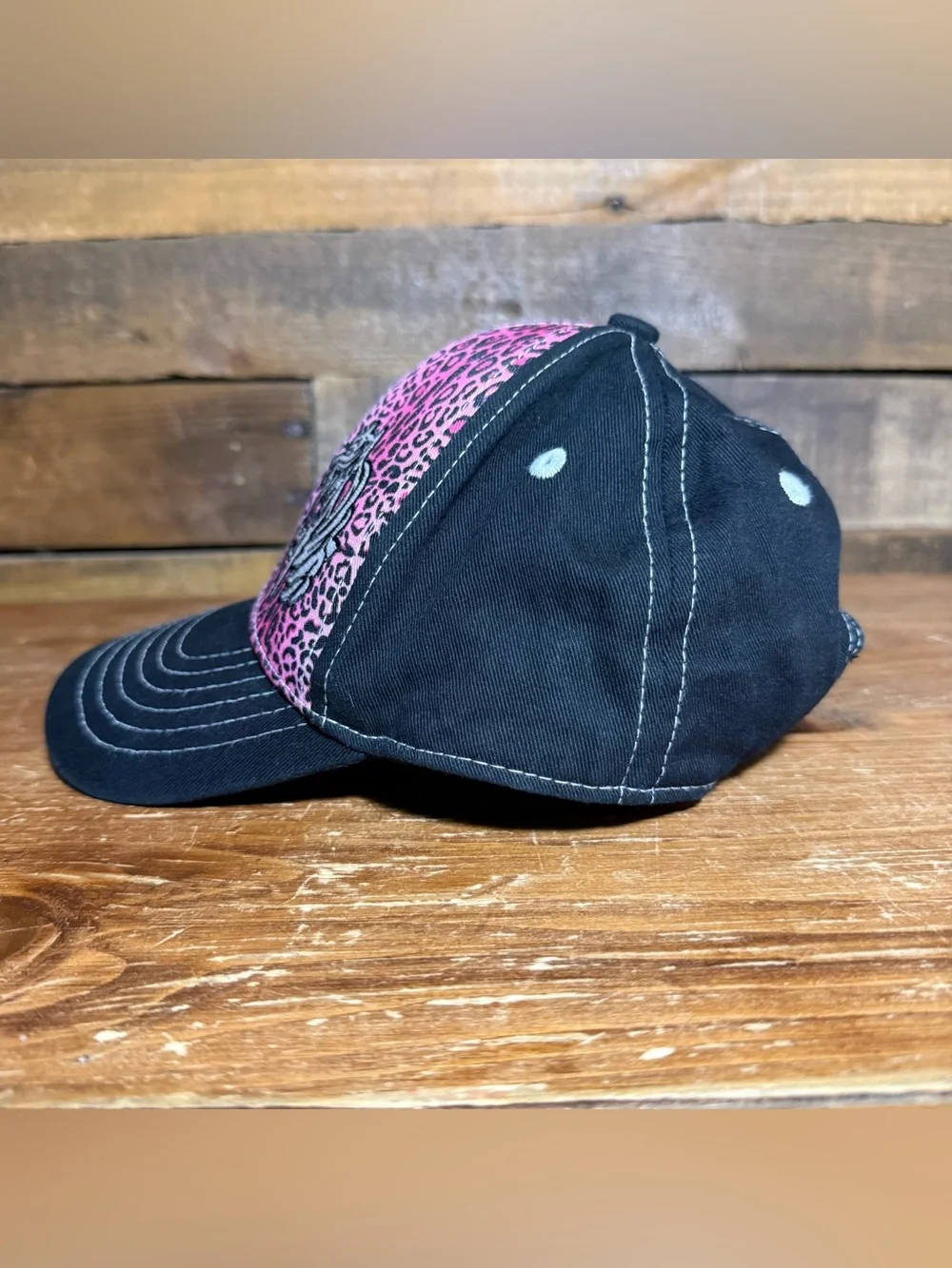 Cowgirl Hardware Hat Cap Strap Back Youth OS Pink Leopard Print Cotton Blend